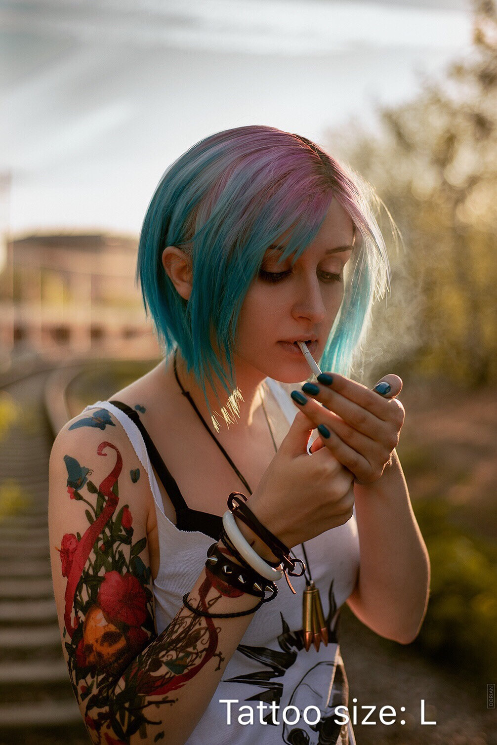Temporary Tattoo | Flowers and Scull | Chloe