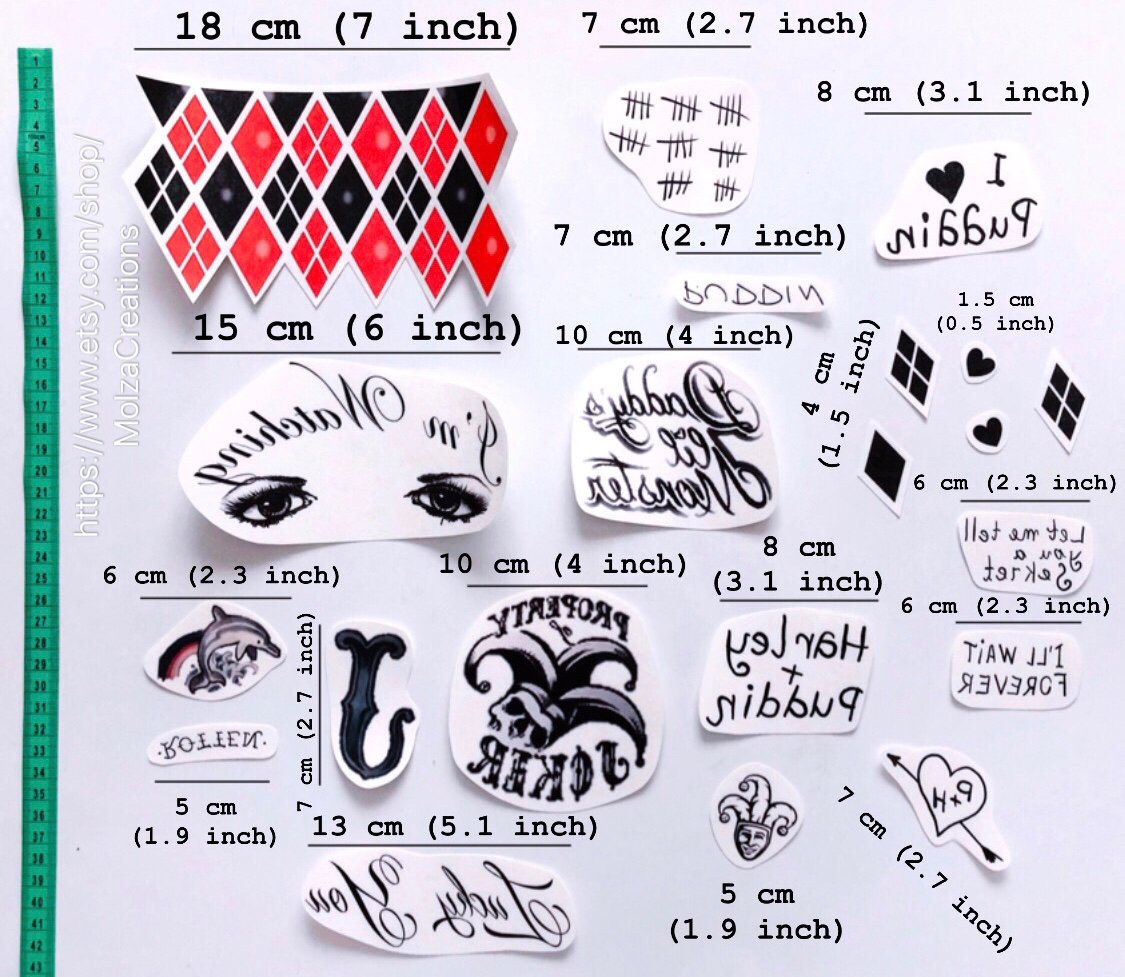 Harley Quinn Temporary Tattoo Set – 26 Tattoos – DC / Suicide Squad