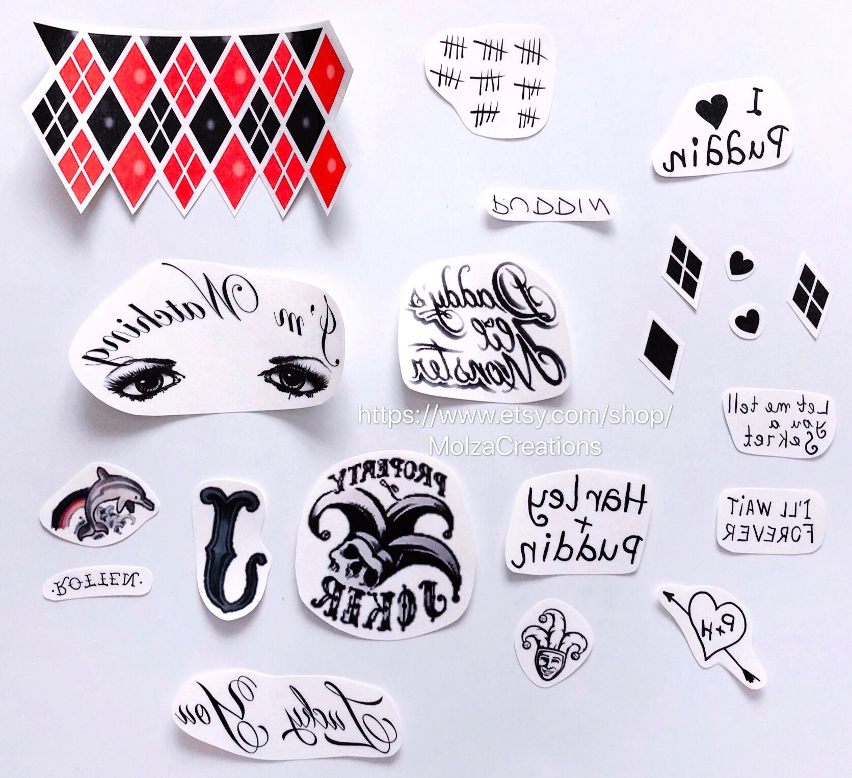 Harley Quinn Temporary Tattoo Set – 26 Tattoos – DC / Suicide Squad