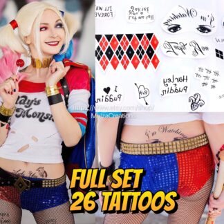 Harley Quinn Temporary Tattoo Set – 26 Tattoos – DC / Suicide Squad