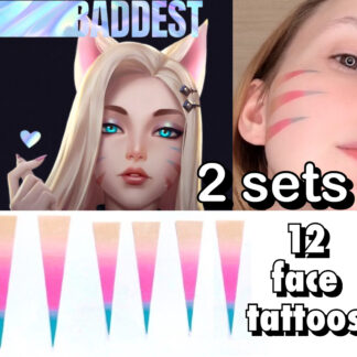 Ahri Temporary Face Tattoos – 12 Tattoos – League of Legends