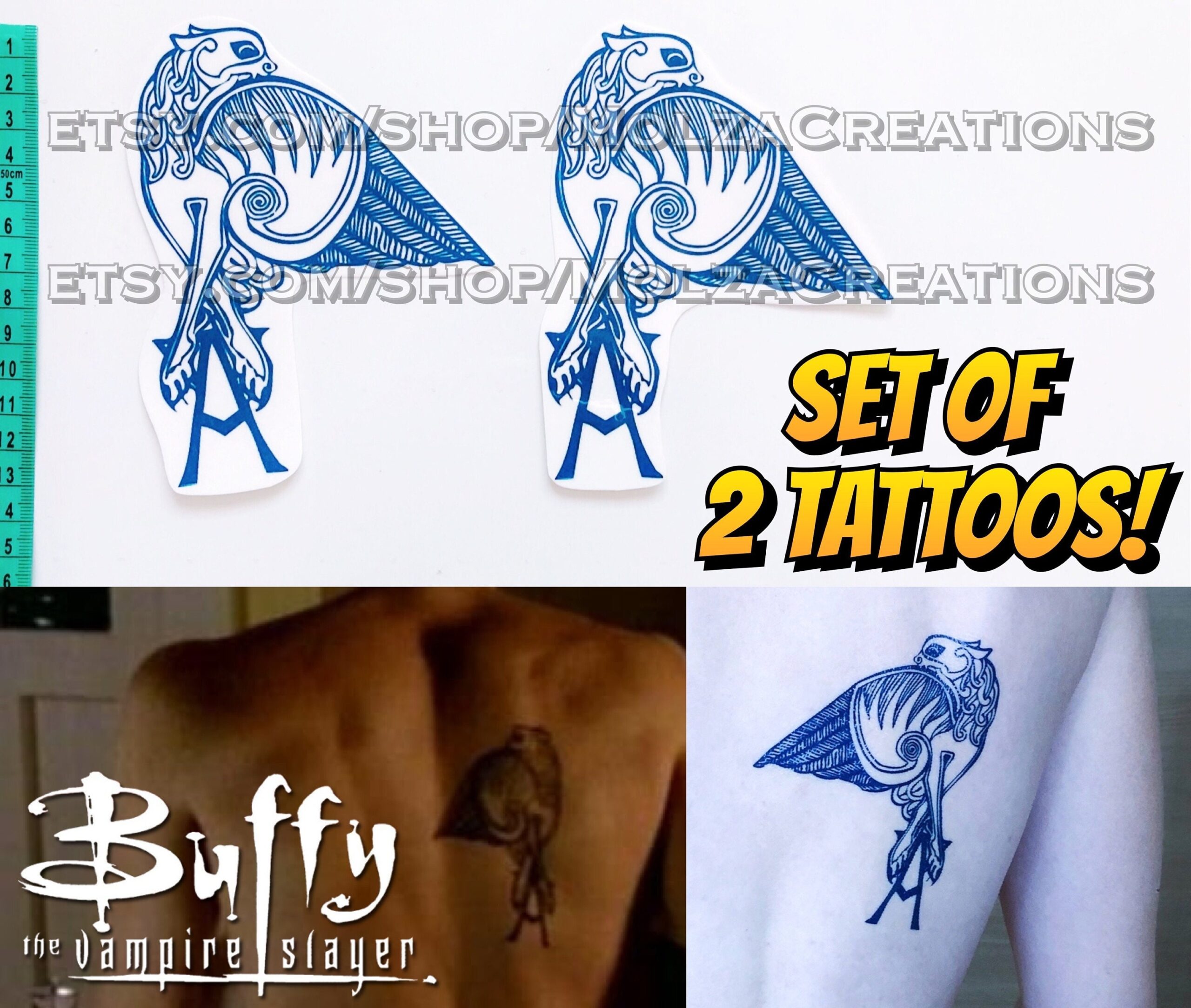Angel's Gryphon temporary tattoos - set of 2 - Buffy the Vampire Slayer