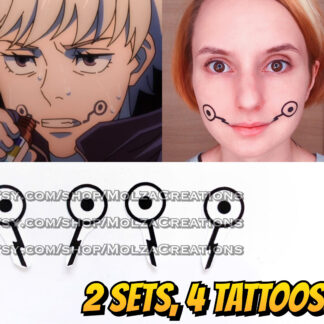 Inumaki Toge temporary face tattoos - 4 tattoos - Jujutsu Kaisen cosplay