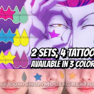 Hisoka Temporary Face Tattoos – 4 Tattoos – Hunter x Hunter