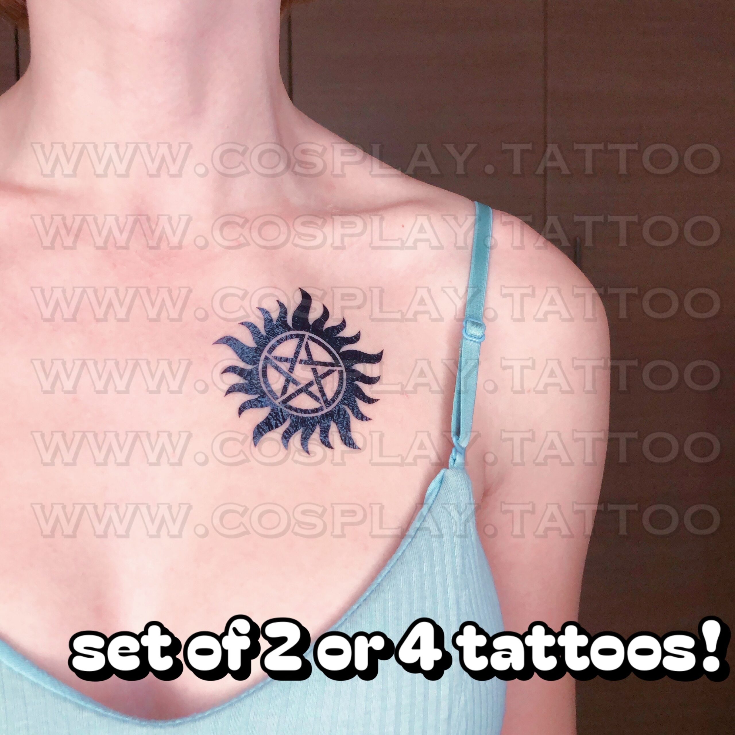 Supernatural anti-possession pentagram tattoo set for cosplay