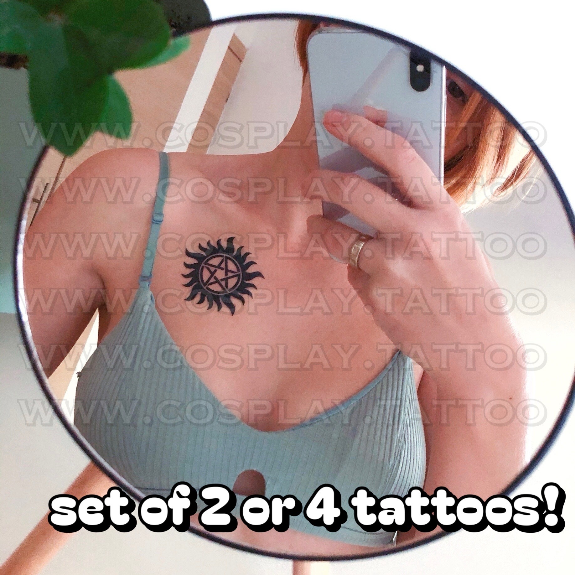 Supernatural anti-possession pentagram temporary tattoo detail for cosplay